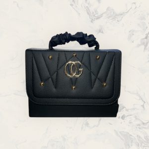 Cartera Negra Elegante con Asa Fruncida y Correa Larga