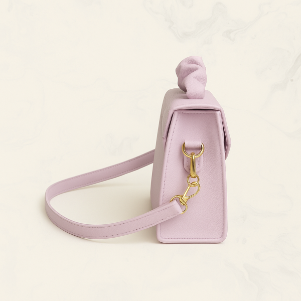 Cartera Rosa Pastel con Asa Fruncida y Detalle de Corazón - Imagen 2